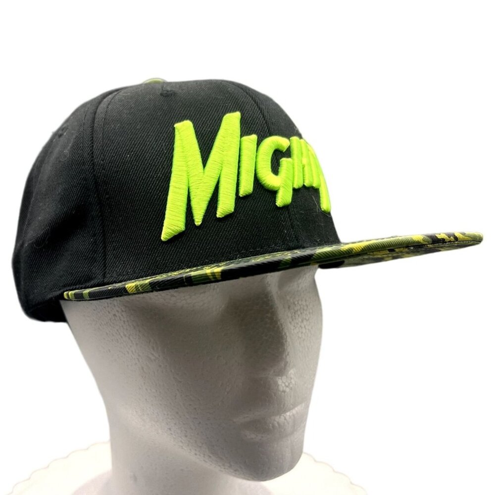Mighty Heathy Black and Yellow Logo Tiger Style Adjustable Snap-Back Hat Cap